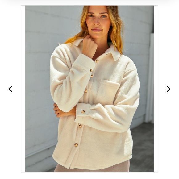 Beyond‎ Yoga Donni Polar Fleece Shirt Jacket cream color medium NWT - Picture 4 of 4